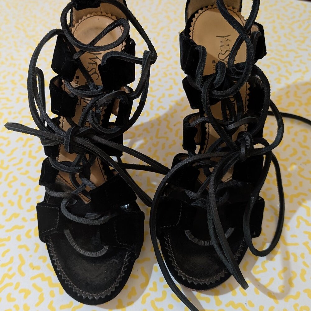 YSL Tom Ford for Yves St Laurent Velvet Gladiator Heels 37 - Picture 5 of 11